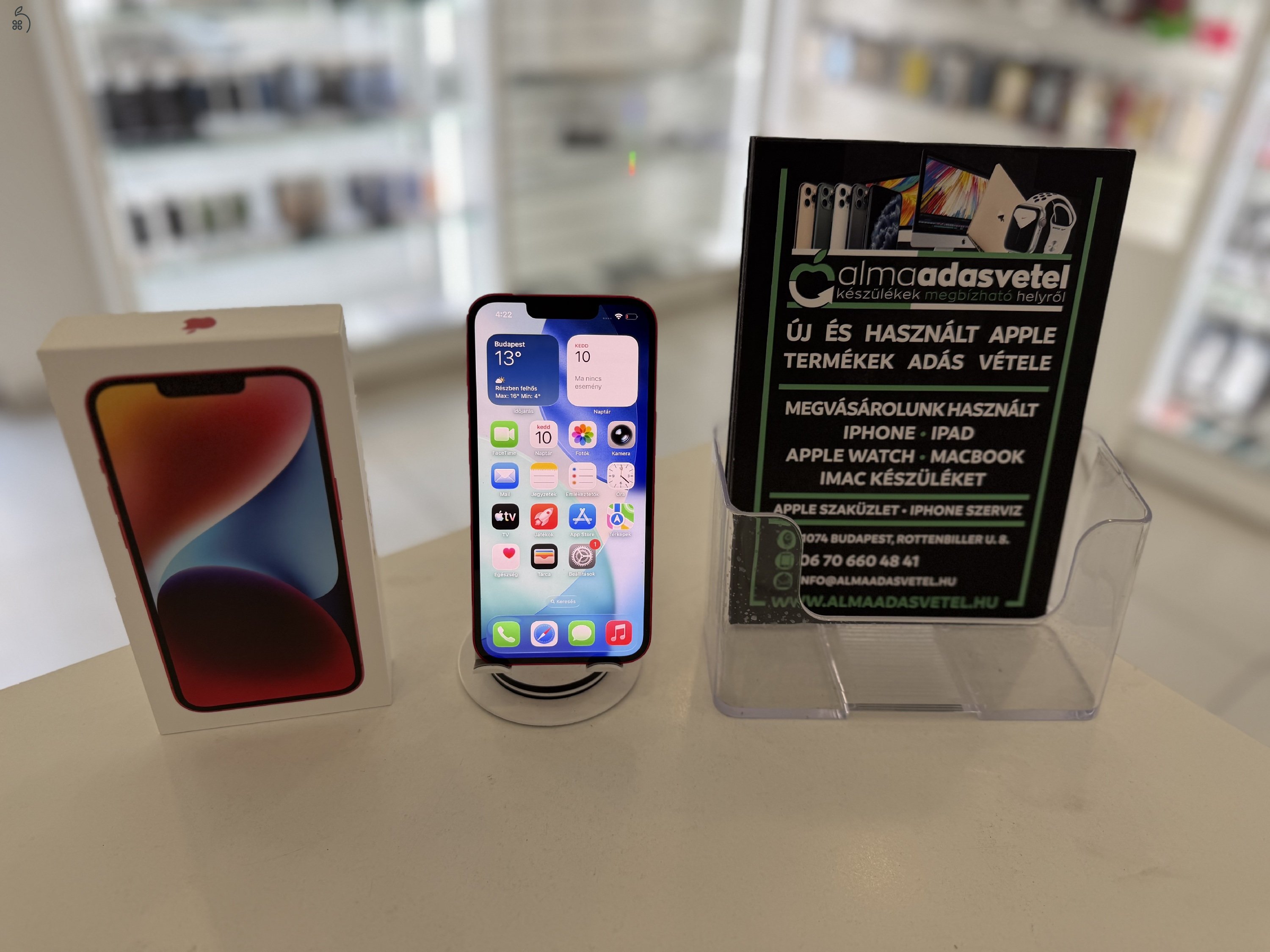 iPhone 14 128GB Független Újszerű/1-3 hónap gar./Akku 87%/p4791