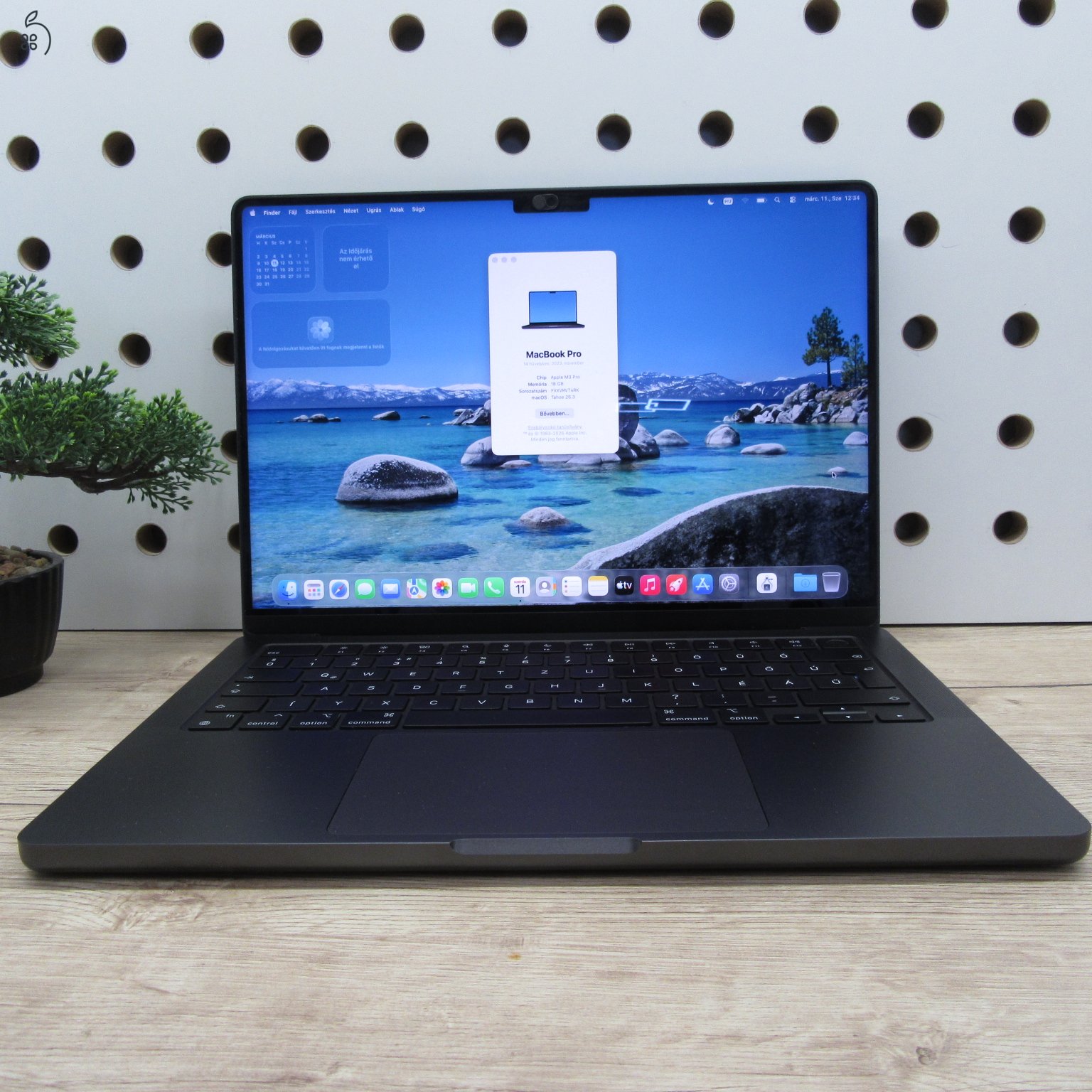 Apple MacBook Pro 14 (2023) – M3 Pro / 18GB / 512GB SSD – használt, karcmentes – 100% akku (39 ciklus)