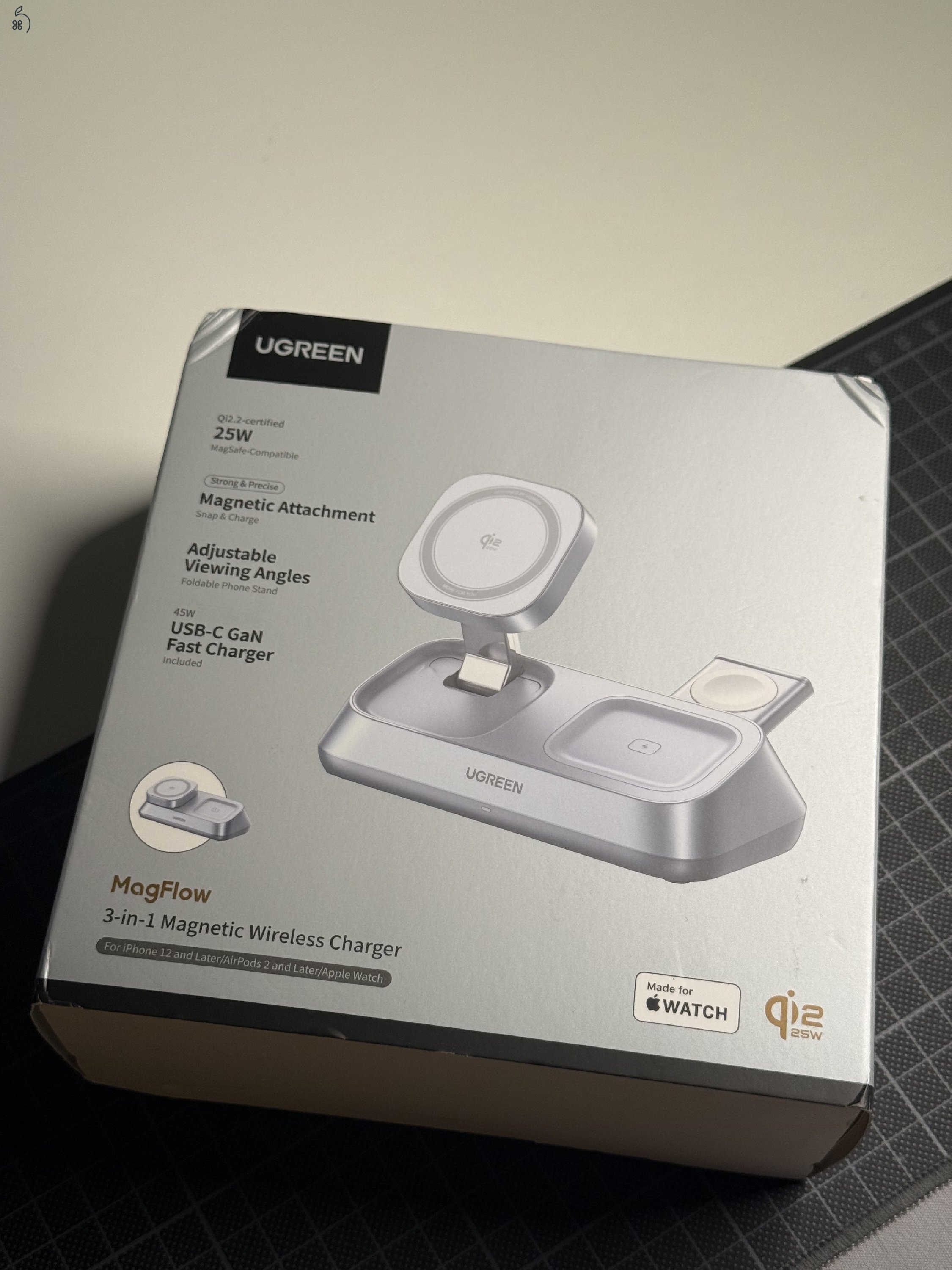 Ugreen MagFlow 3-in-1 MagSafe töltő állomás