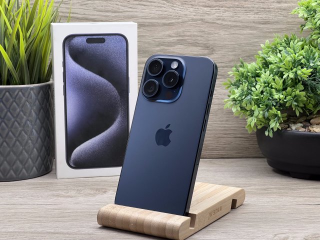 Hibátlan iPhone 15 Pro Blue Titanium 256GB 2 ÉV Garanciával 92%