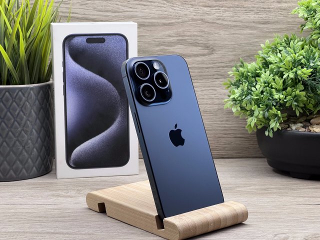 Hibátlan iPhone 15 Pro Blue Titanium 256GB 2 ÉV Garanciával 92%