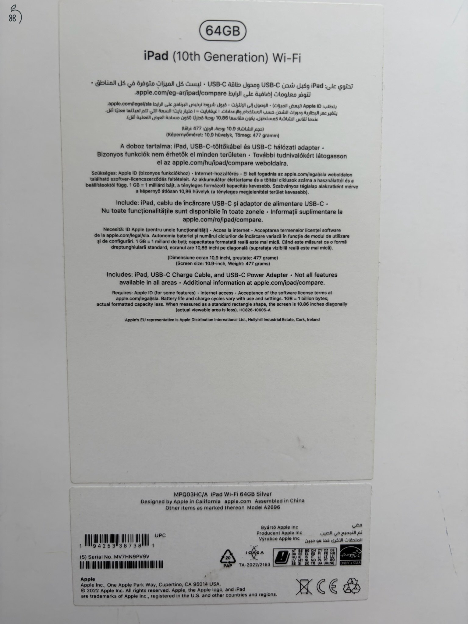 Eladó Apple Ipad gen. 10! Még pár hónapig garanciális!