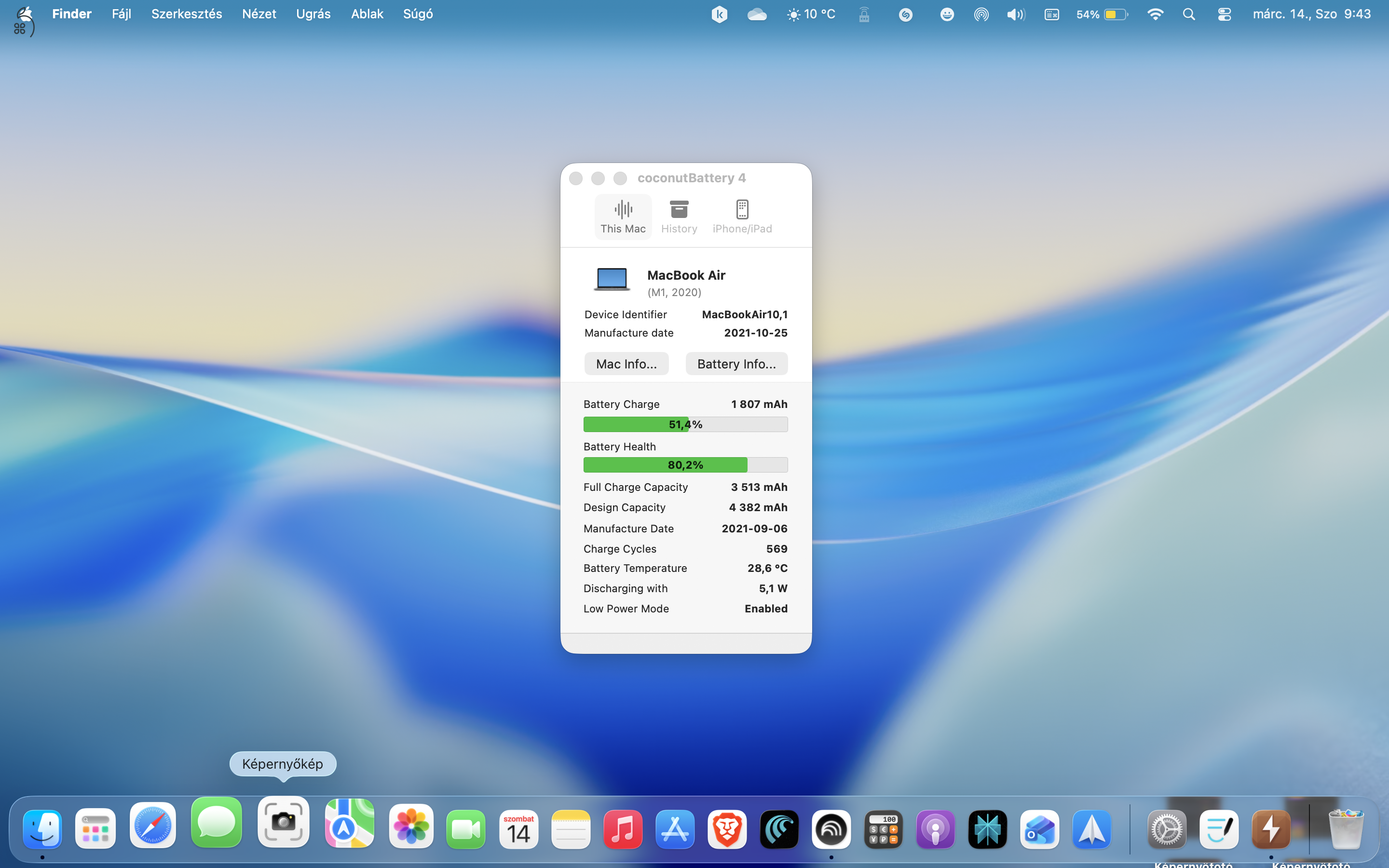 MacBook Air M1  8 GB RAM 256GB SSD eladó megkímélt állapotban