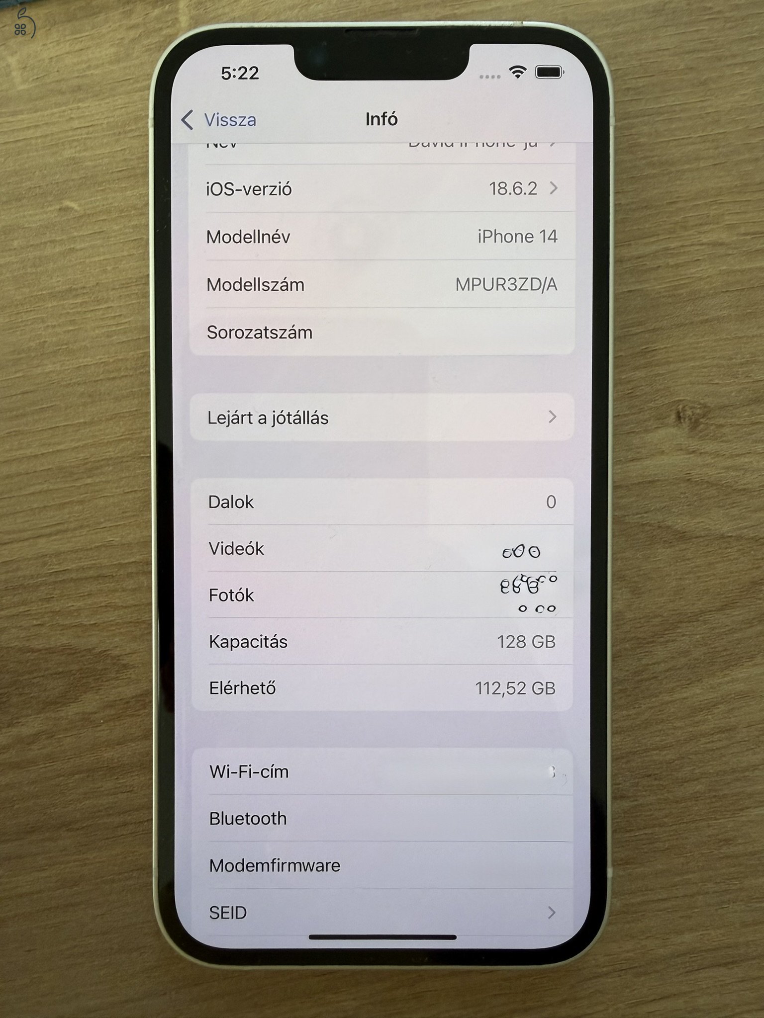 Eladó iPhone 14, fehér, 128 GB
