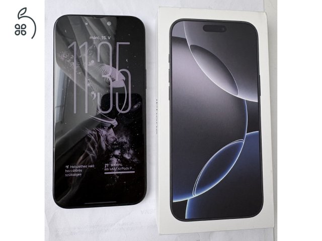 iPhone 16 Pro Max – 256 GB, Black Titanium, kártyafüggetlen, garanciás