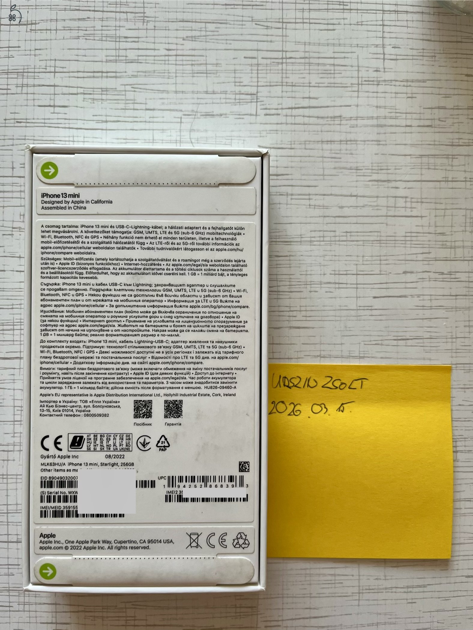 Eladó bontatlan iPhone 13 mini – 256 GB – fehér (Starlight)