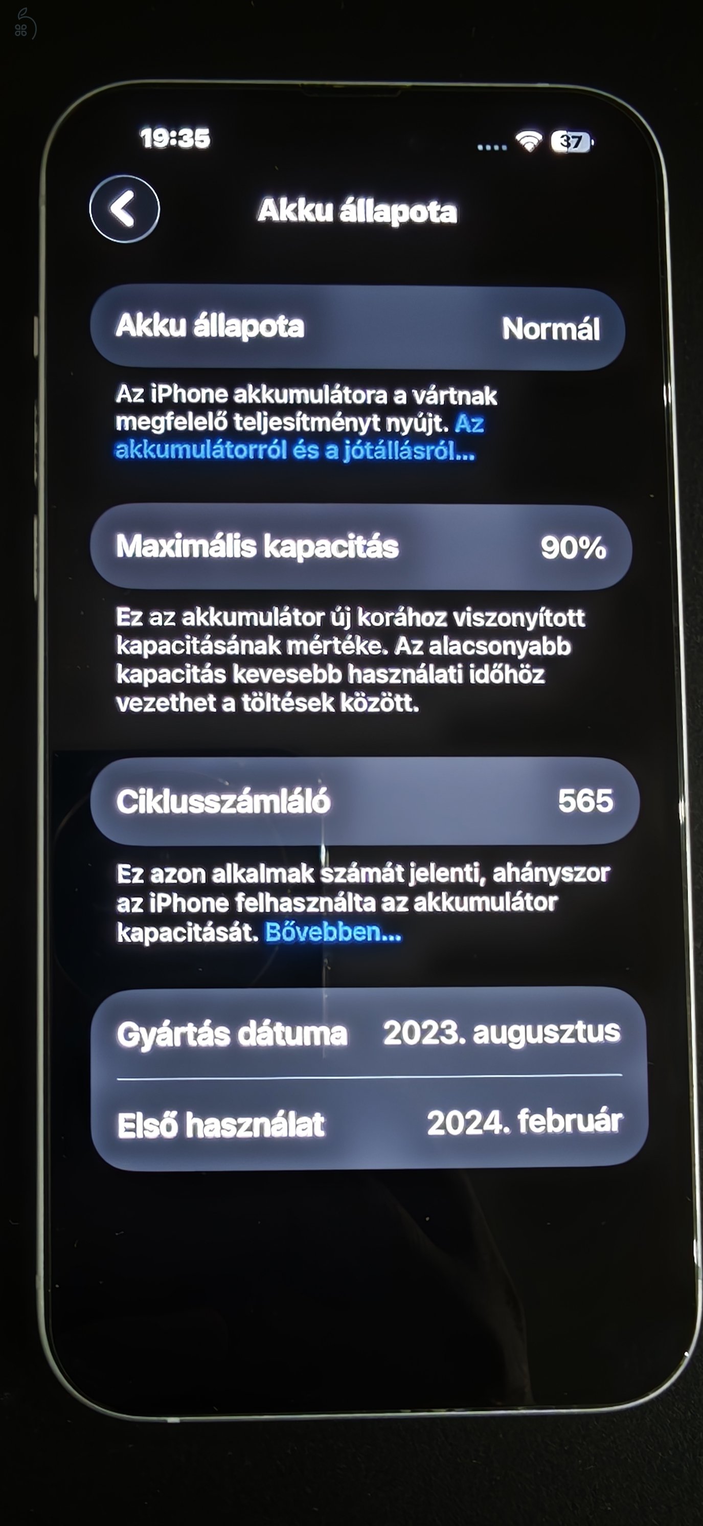 Iphone 15+ blue 256gb független 90% akku