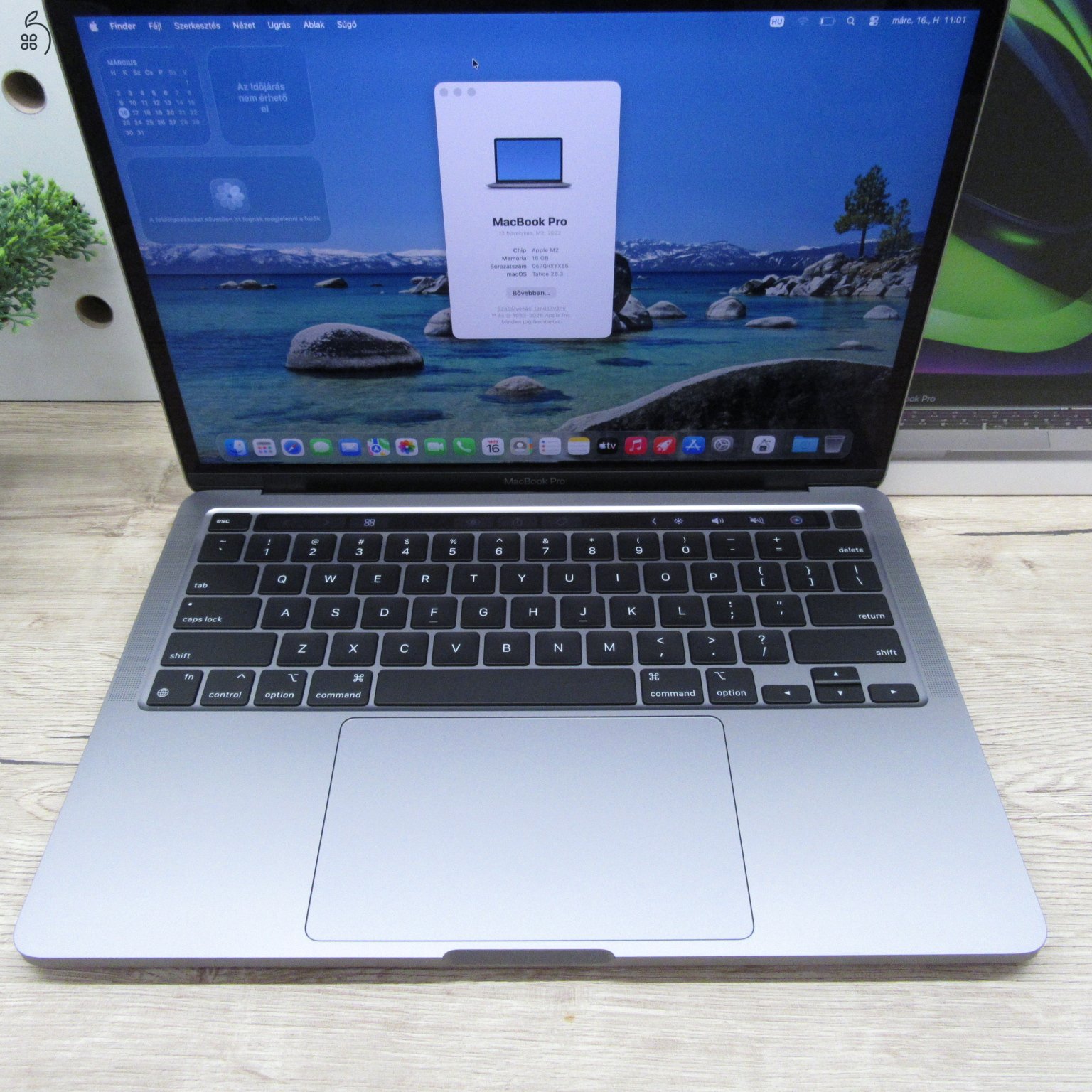 Apple MacBook Pro 13 (2022) 16GB/512GB új, kibontott, 100% akku, 1 töltési ciklus