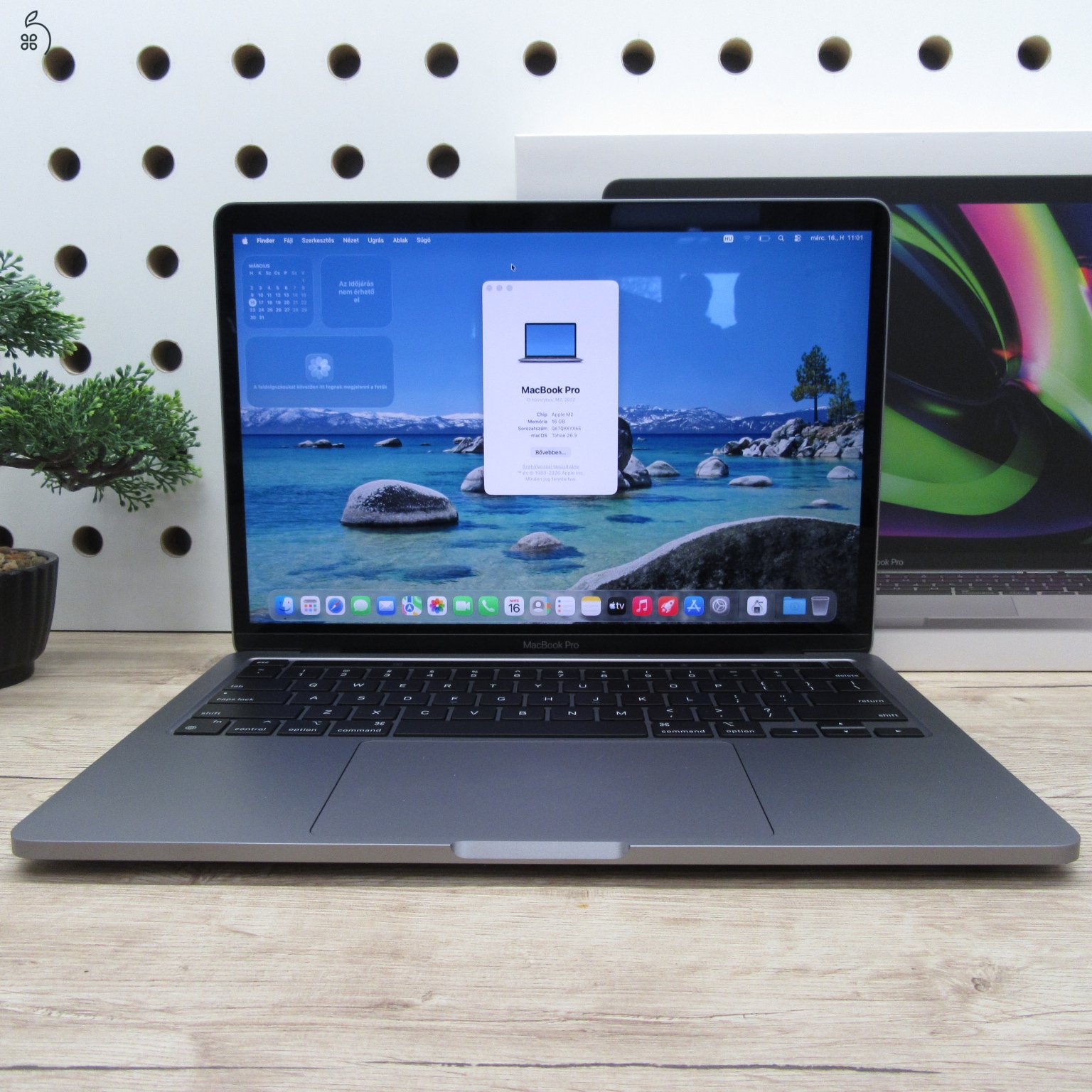 Apple MacBook Pro 13 (2022) 16GB/512GB új, kibontott, 100% akku, 1 töltési ciklus