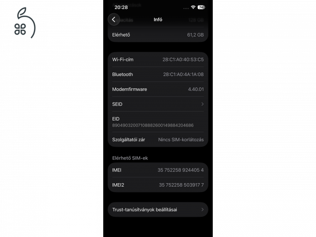 Apple iPhone 14 128 GB Éjfekete