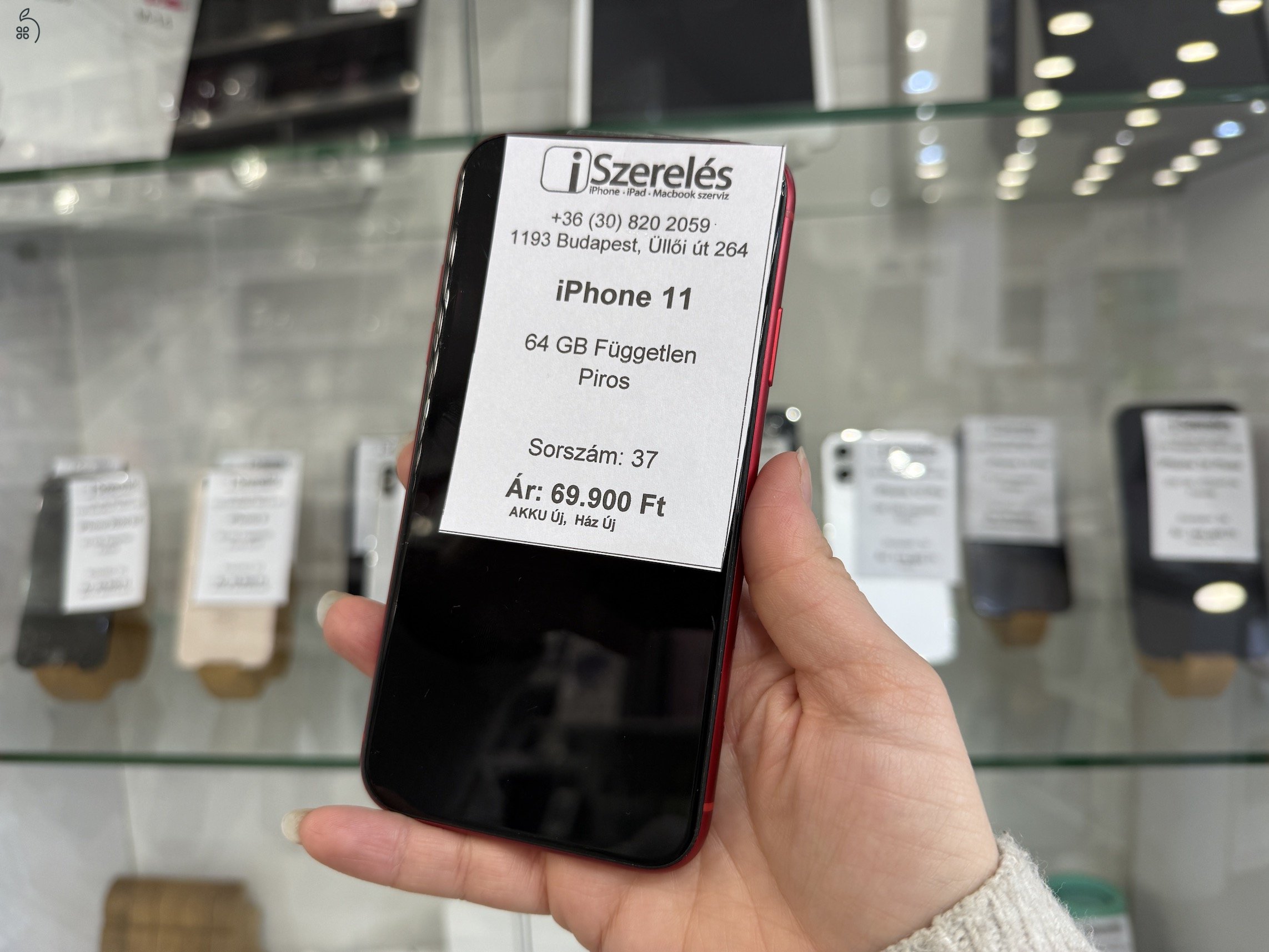 Garanciás | iPhone 11 64GB független piros új kijelző, új akkumulátor (37) iSzerelés.hu