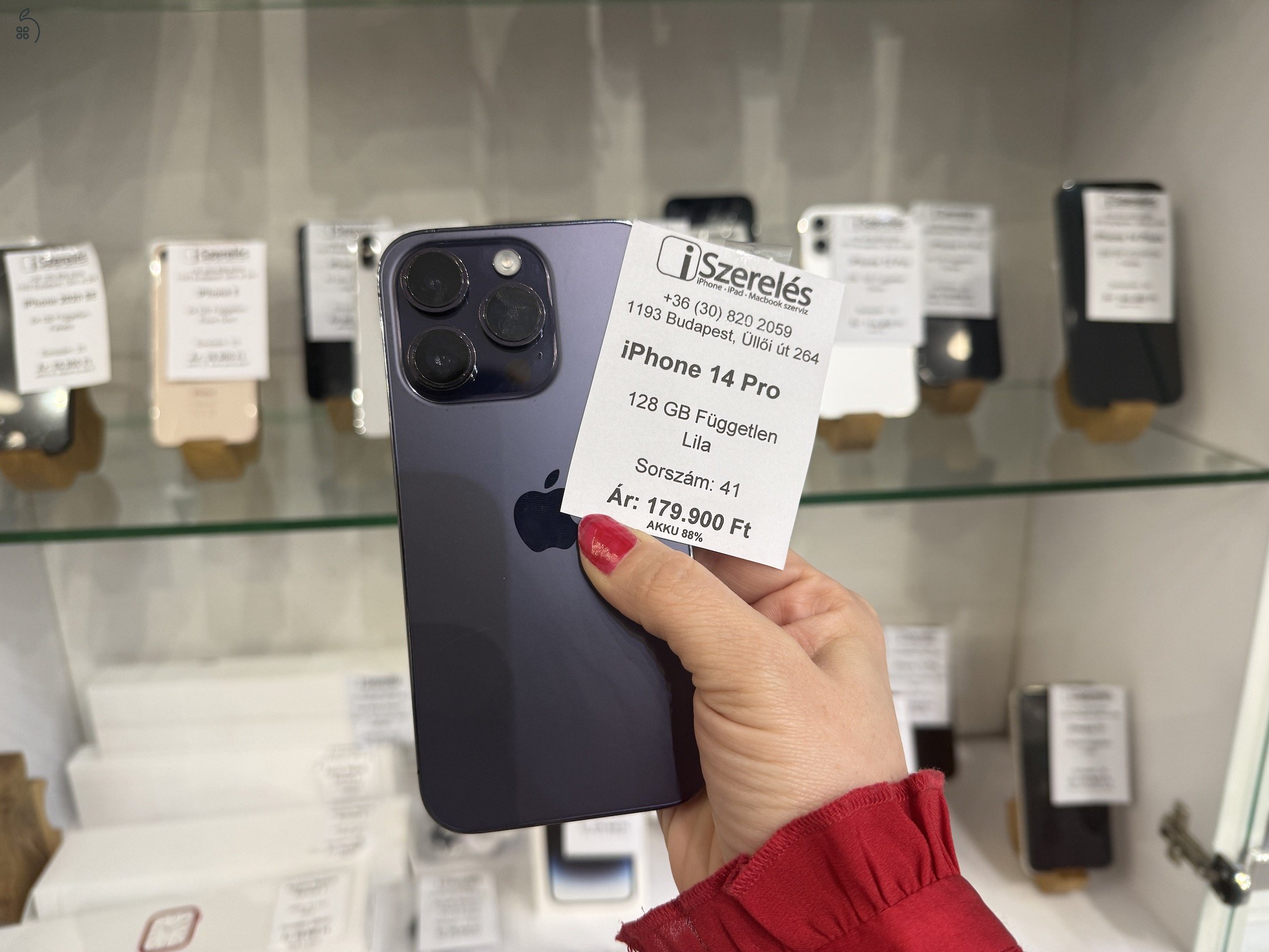 iPhone 14 Pro 128GB független lila akku 88% garanciával (41) iSzerelés.hu