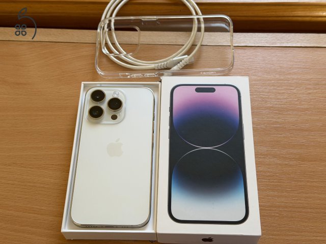 iPhone 14 Pro 256 GB ezüst, törött, hibás + bontatlan Spigen fólia, kábelek 