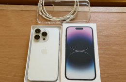 iPhone 14 Pro 256 GB ezüst, törött, hibás + bontatlan Spigen fólia, kábelek 