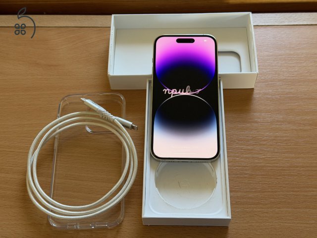 iPhone 14 Pro 256 GB ezüst, törött, hibás + bontatlan Spigen fólia, kábelek 