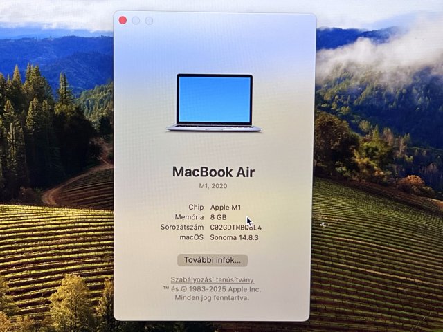 Hibátlan MacBook Air 2020 M1 Space Gray 13” 256GB 2 ÉV Garanciával