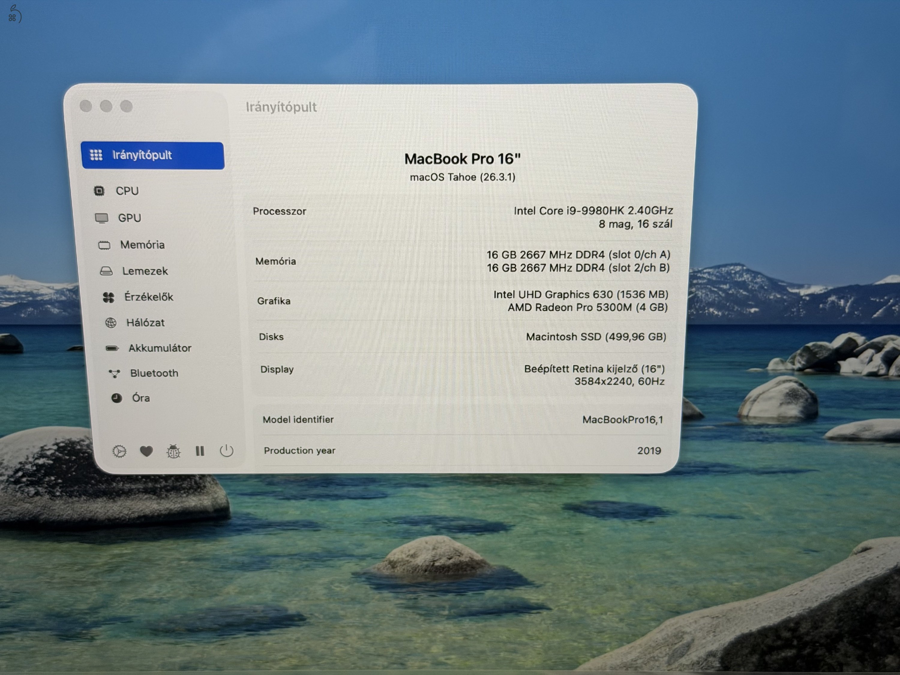 Macbook pro 16 2019. I9/32gb ram/512gb ssd/ Amd radeon 4gb -- Csere érdekel-- 