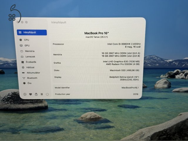 Macbook pro 16 2019. I9/32gb ram/512gb ssd/ Amd radeon 4gb -- Csere érdekel-- 