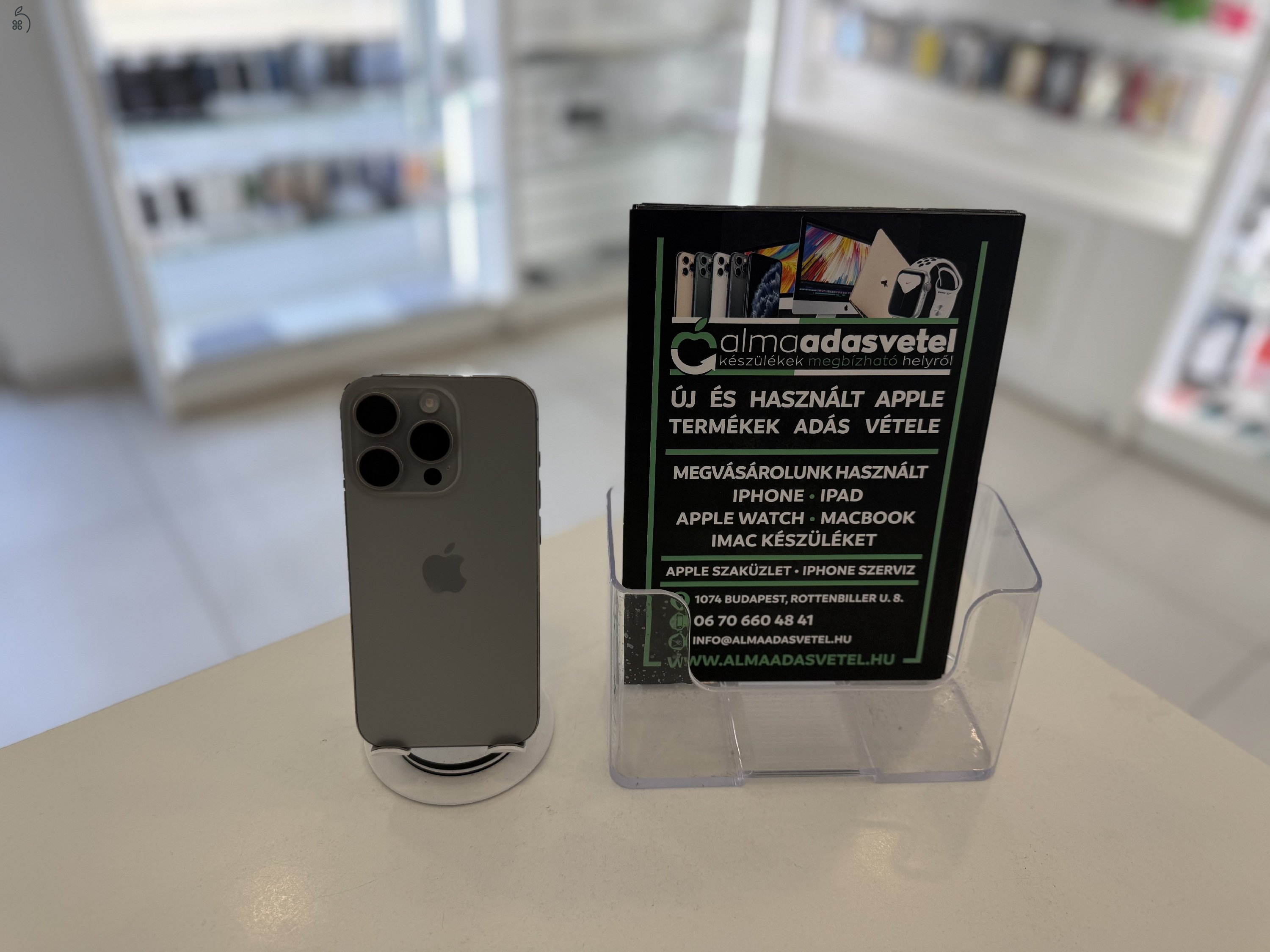 iPhone 15 Pro 128GB Újszerű/e-sim hibás/Akku 88%/