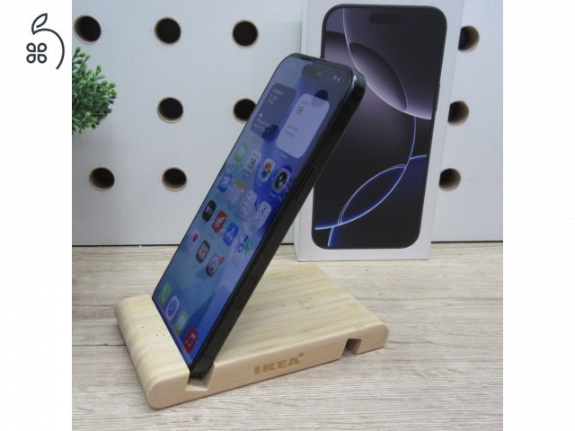 Apple iPhone 16 Pro Max Black Titanium 256GB használt karcmentes – 99% akku (281 ciklus) – Apple garancia 2026.06.02.-ig