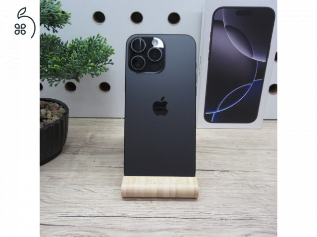 Apple iPhone 16 Pro Max Black Titanium 256GB használt karcmentes – 99% akku (281 ciklus) – Apple garancia 2026.06.02.-ig
