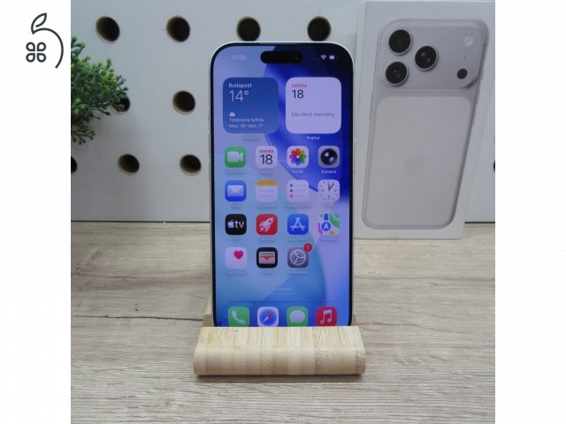 Apple iPhone 17 Pro Silver 256GB használt karcmentes – 100% akku (13 ciklus) – garancia 2027.02.18.-ig