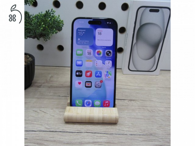 Apple iPhone 15 Black 128GB használt szép állapot – 100% akku – 6 hónap garancia