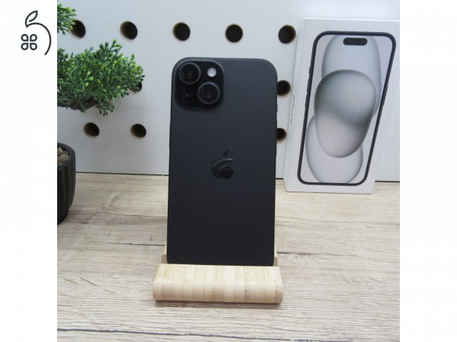 Apple iPhone 15 Black 128GB használt szép állapot – 100% akku – 6 hónap garancia