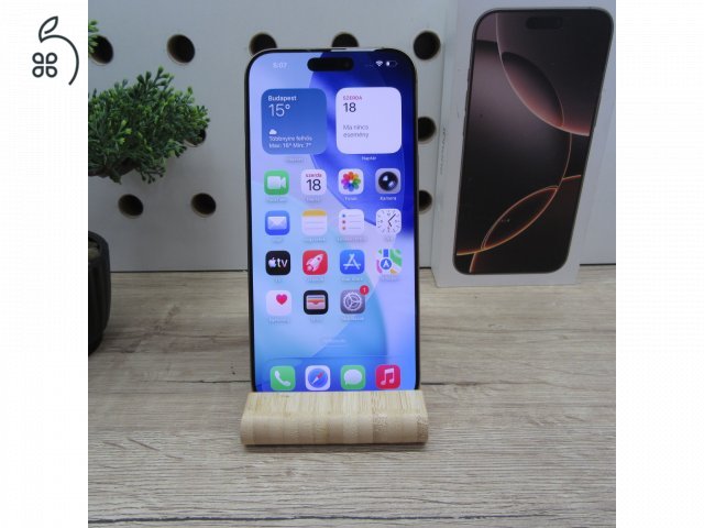 Apple iPhone 16 Pro Max Desert Titanium 256GB használt karcmentes – 89% akku (405 ciklus) – 6 hónap garancia