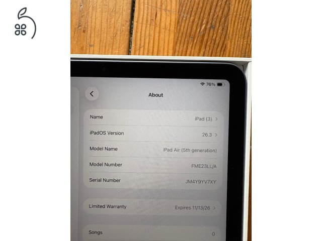 iPad Air 5. gen (M1) garancia 100% akksi