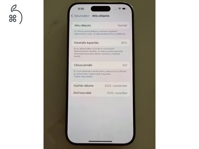 iPhone 15 Pro 256GB Natúr Titán - Újszerű, 90% aksi