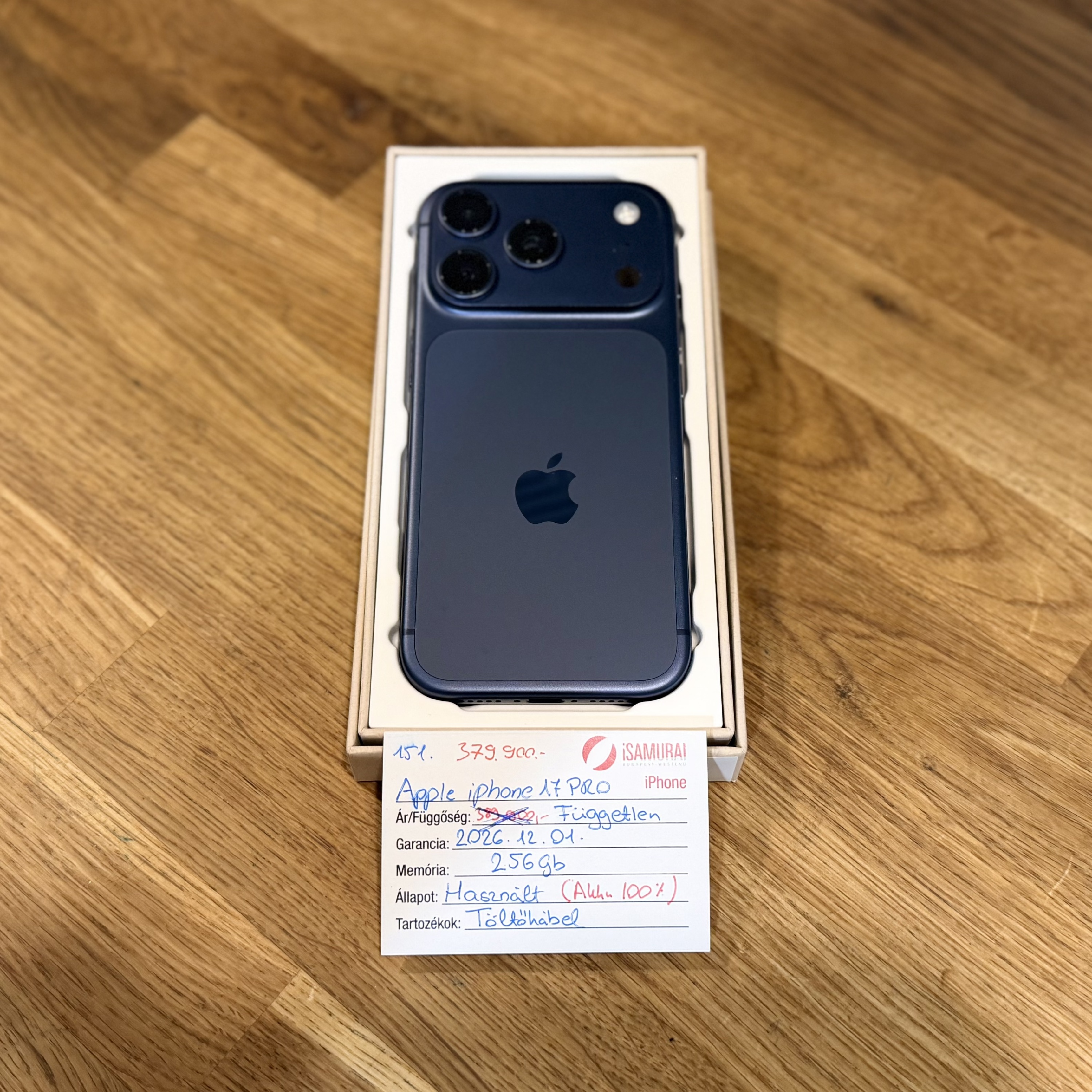 Apple iPhone 17 Pro - 256GB - Deep Blue - 100% akku - 2026.12.01 (151.)