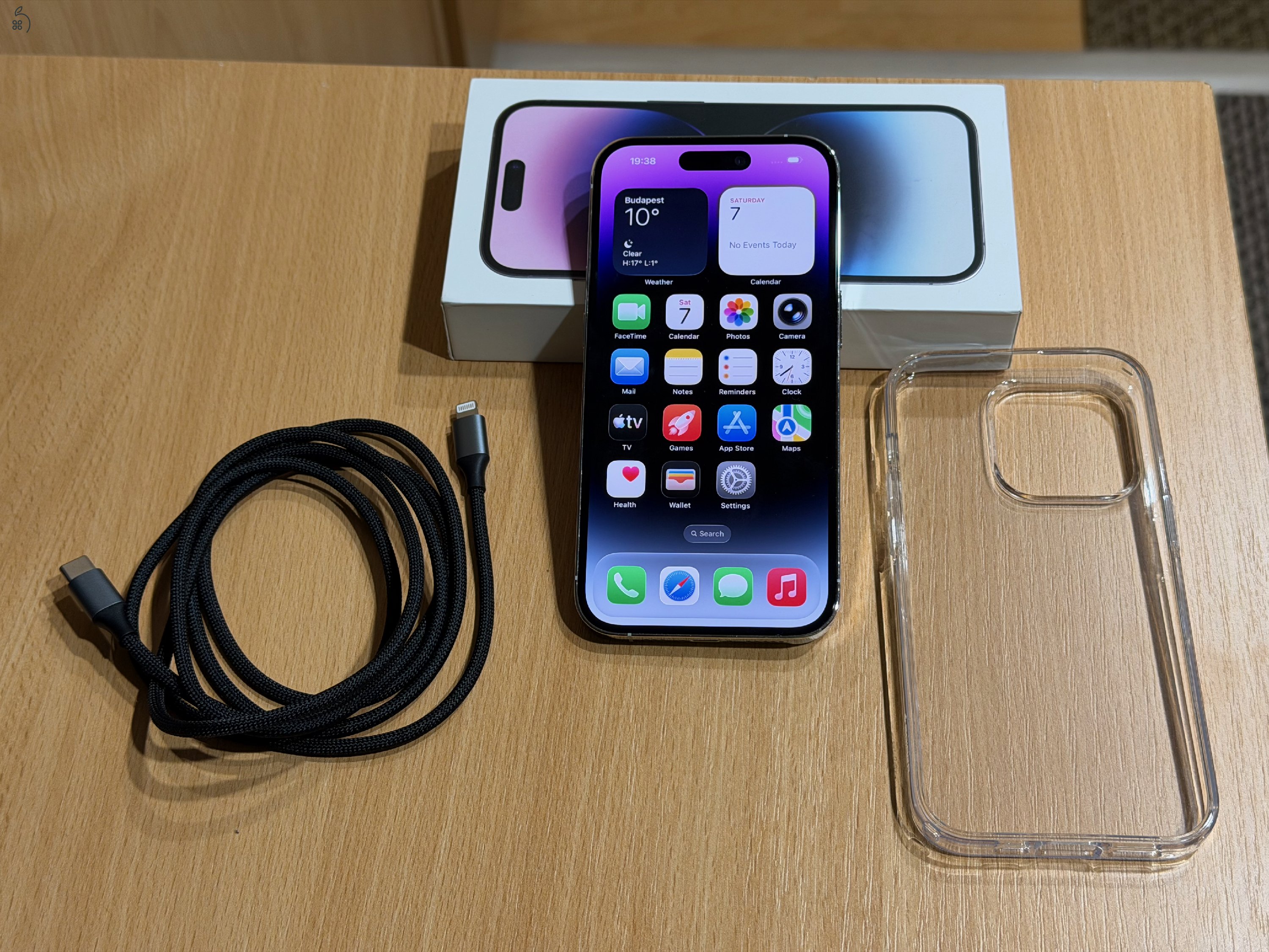 iPhone 14 Pro 256GB - ezüst, új Apple akku, ajándék Spigen fólia, tok