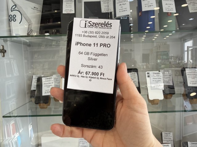 iPhone 11 Pro 64GB független silver | új akku | új kijelző | nincs face ID (43) iSzerelés.hu