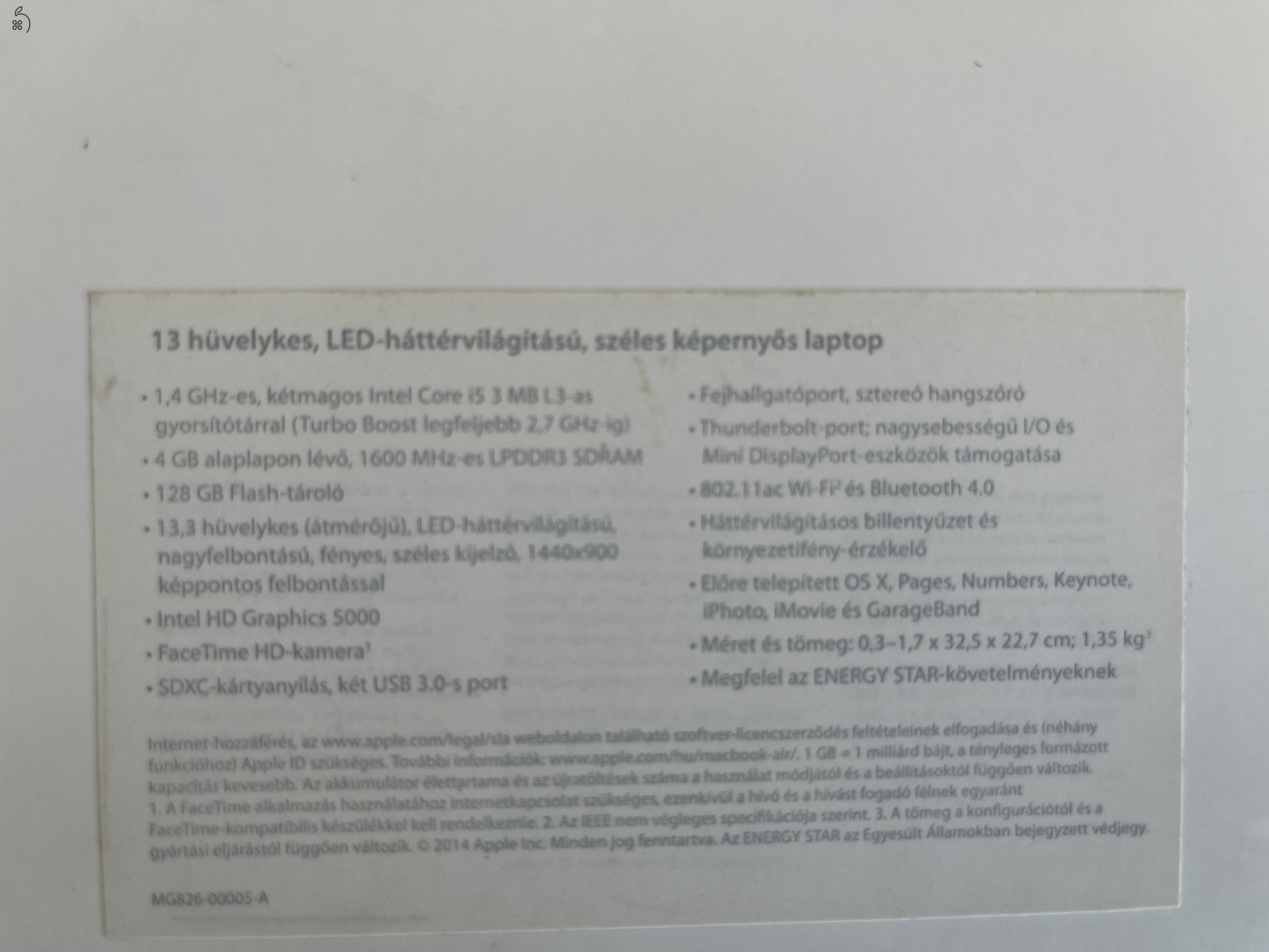 APPLE MACBOOK AIR 13” (2014)