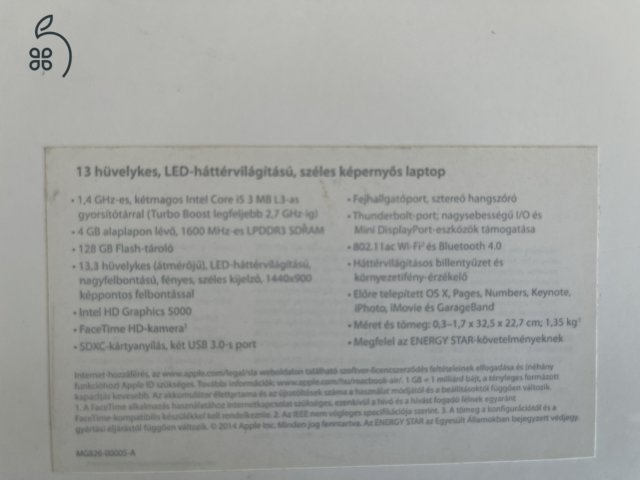 APPLE MACBOOK AIR 13” (2014)