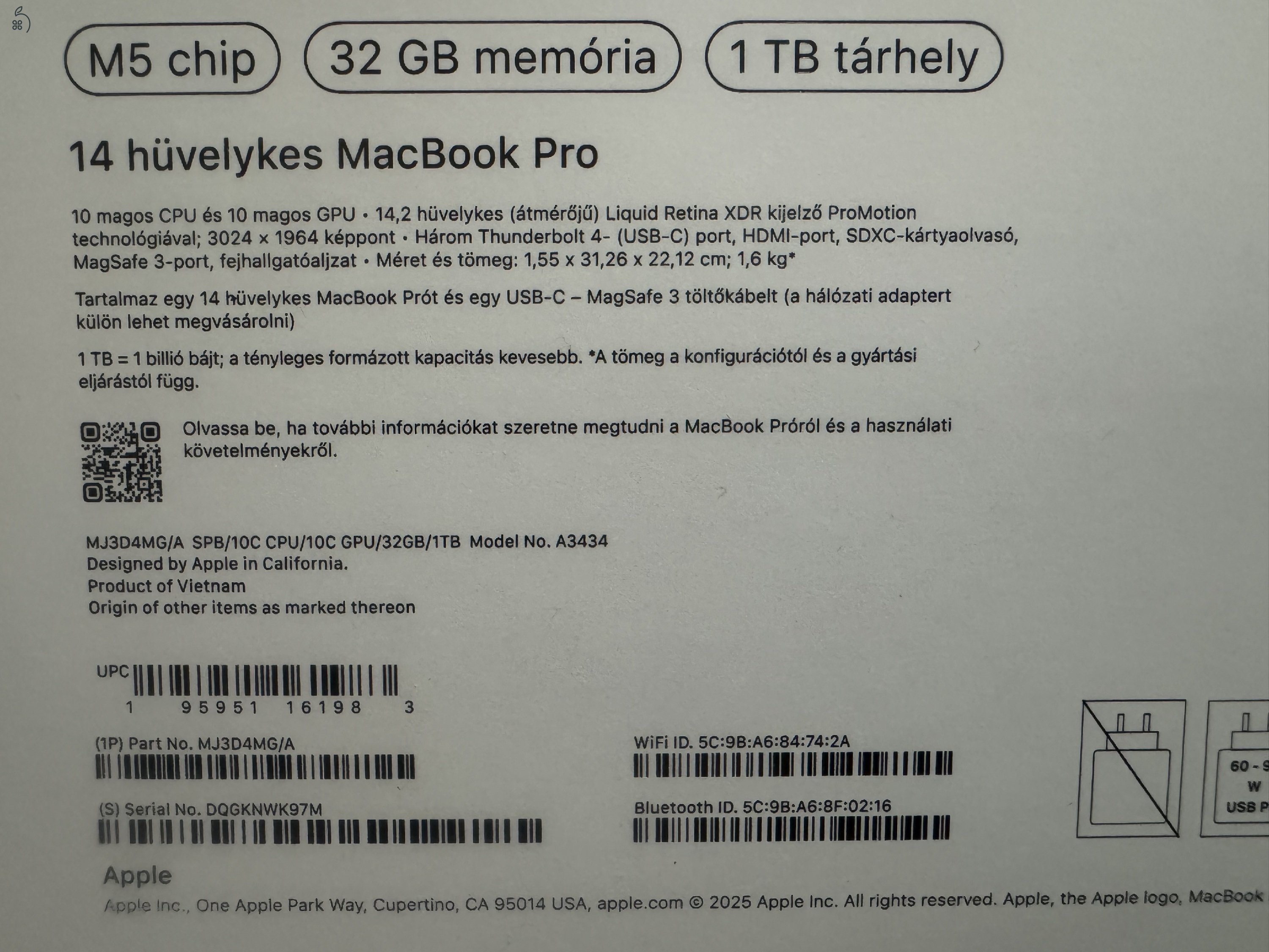 MacBook Pro M5, 32GB memo, 1TB SSD, 14,2
