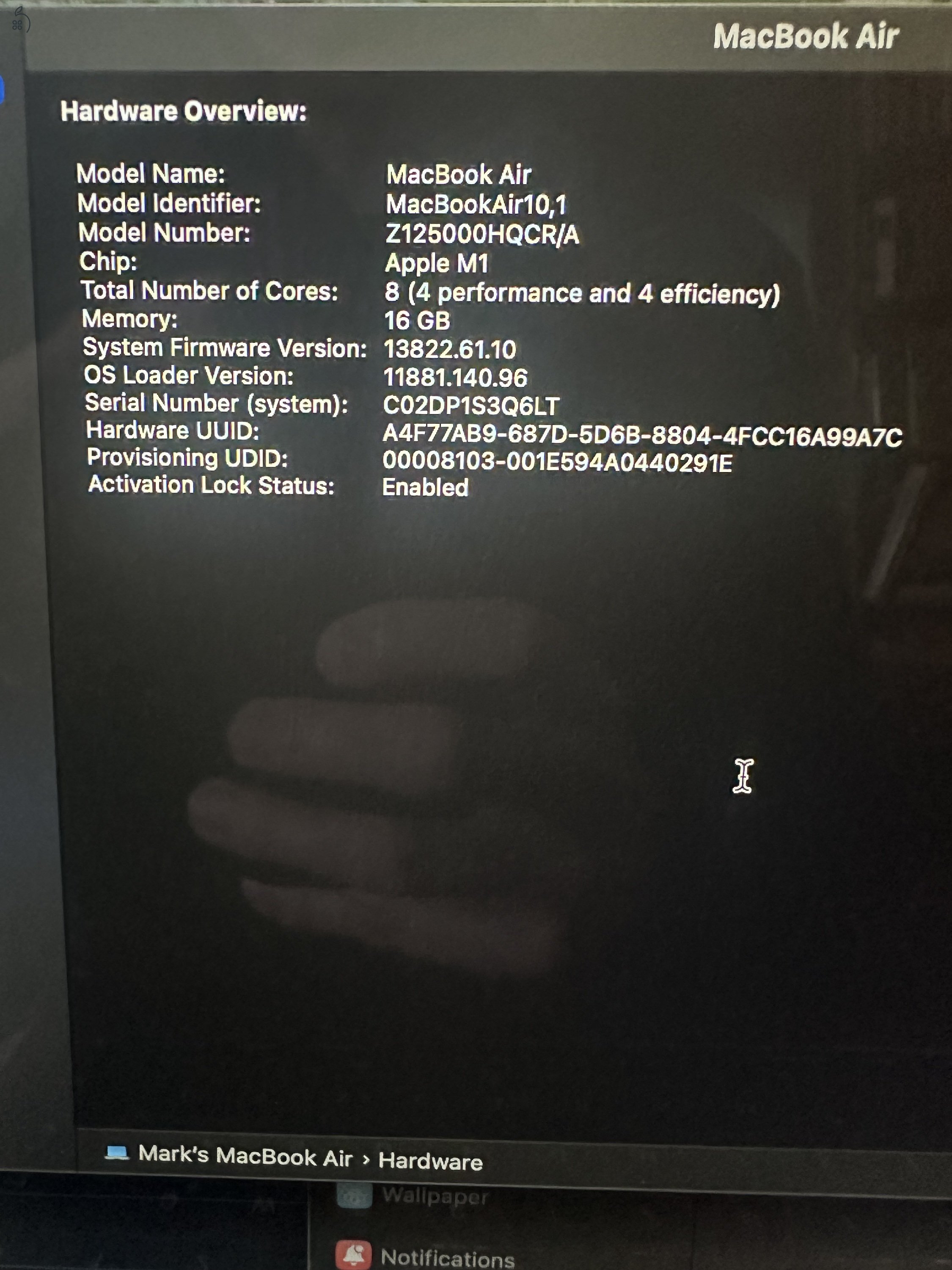 Macbook Air M1, 16GB, 512GB, szürke, magyar