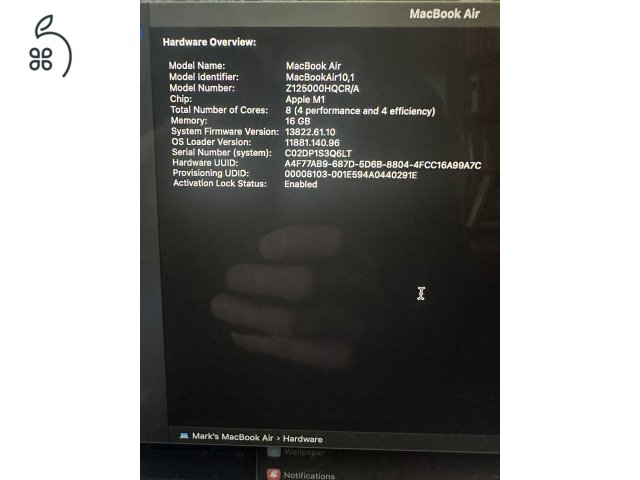 Macbook Air M1, 16GB, 512GB, szürke, magyar