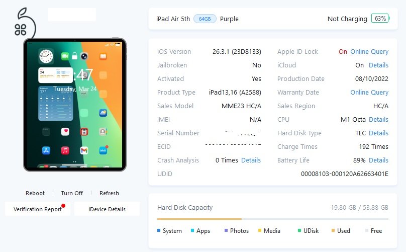 iPad Air 5th gen Wi-Fi 64GB Purple (M1)