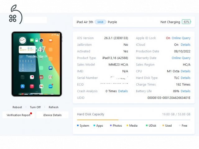 iPad Air 5th gen Wi-Fi 64GB Purple (M1)