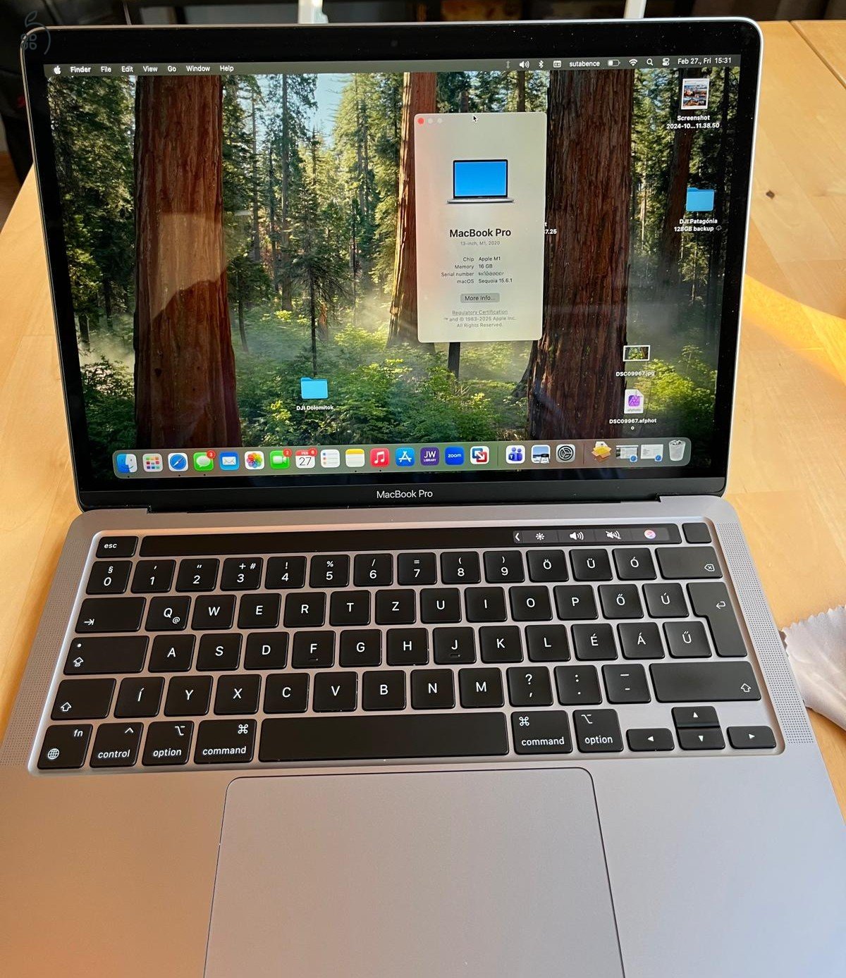 Akció M1 MacBook Pro 512GB SSD 16GB RAM 96% akkumulátor Touchbar megkímélt magyar 100% SSD