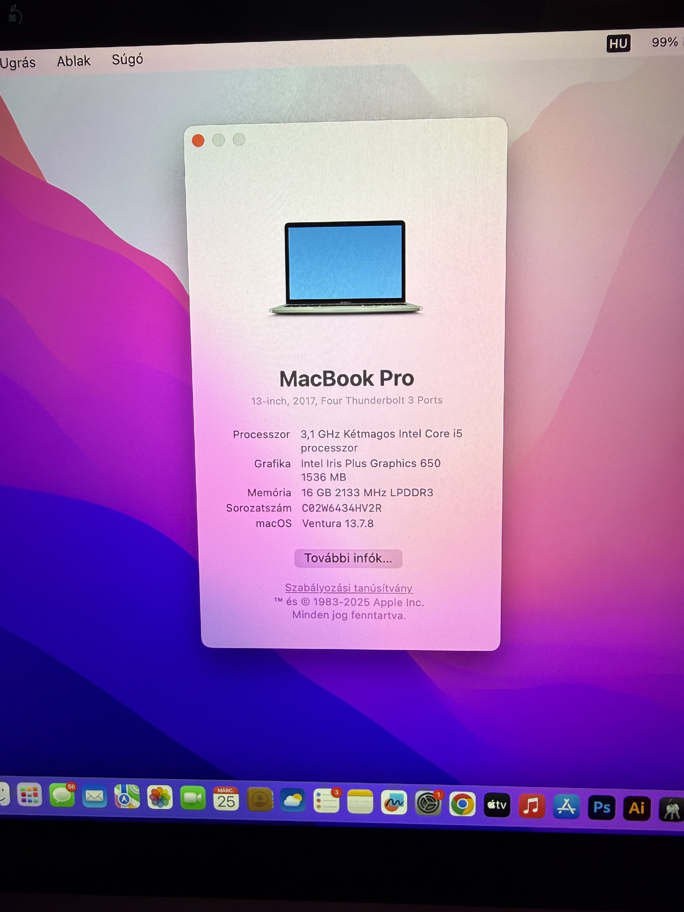 Apple MacBook Pro 13” 2017 TouchBar szép állapotban