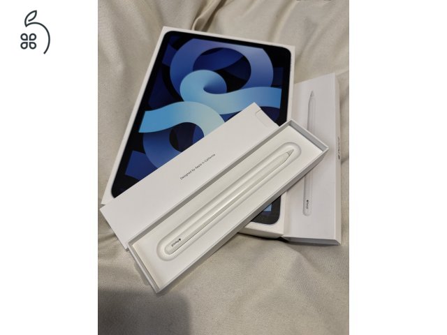 Apple iPad Air 4. generációs Wi-Fi + Cell 64 GB Sky Blue + Apple Pencil 2. generációs + ajándék fekete Spigen tok