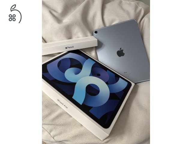 Apple iPad Air 4. generációs Wi-Fi + Cell 64 GB Sky Blue + Apple Pencil 2. generációs + ajándék fekete Spigen tok