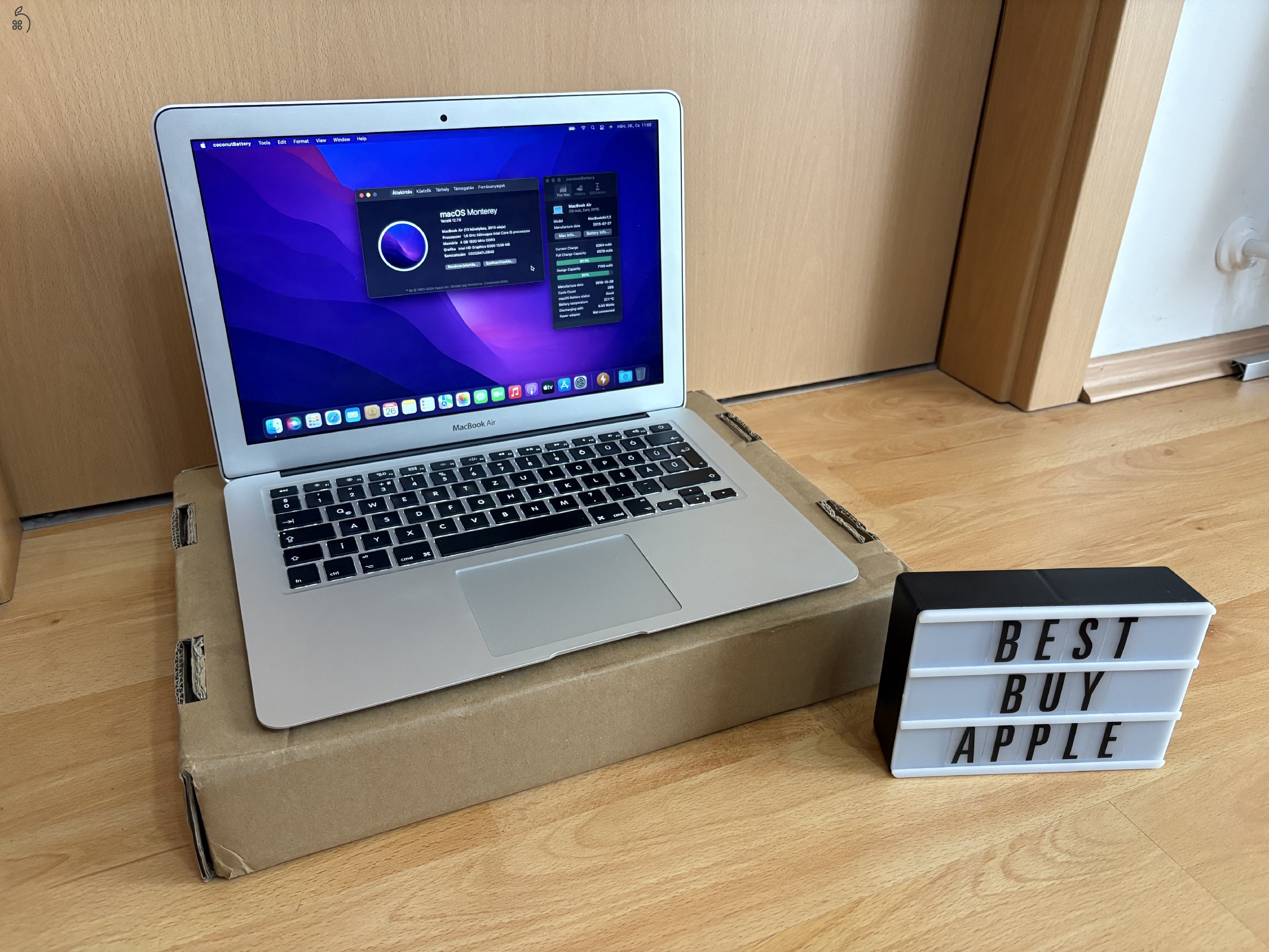 2015 MacBook Air 13 / i5 / 4GB / 128GB SSD / Magyar / 92% Aksival Eladó ! ! !