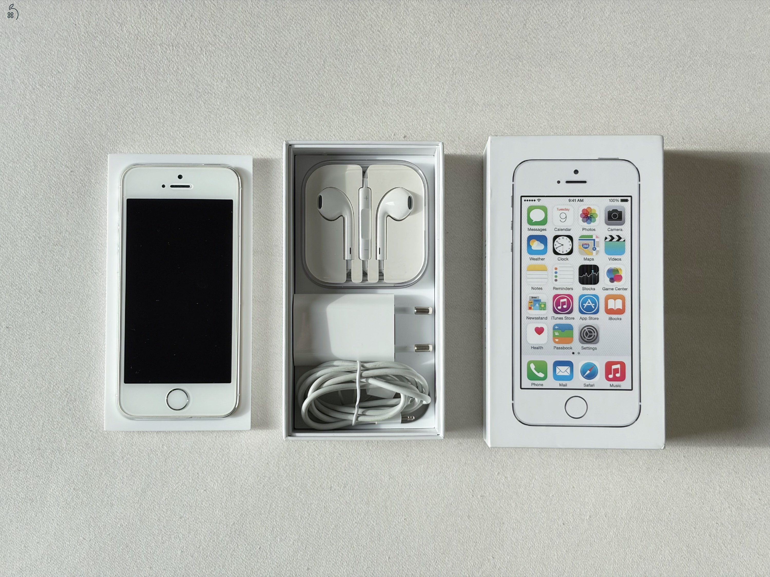 iPhone 5s 16GB ezüst, ÚJSZERŰ állapotban, eredeti kiegészítőkkel | KIVÁLÓ állapot!