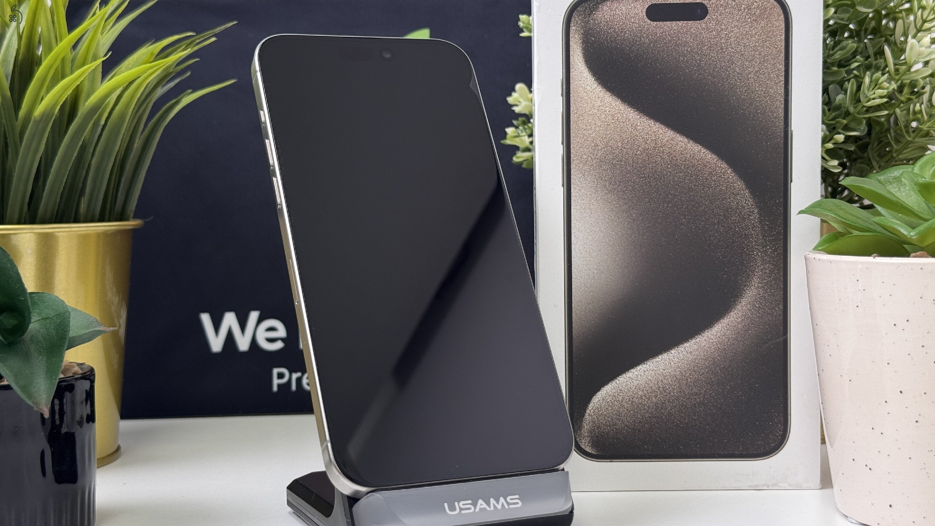  iPhone 15 Pro Max 256GB Natúr Titán, Független - 1ÉV Garancia, Számla 