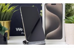  iPhone 15 Pro Max 256GB Natúr Titán, Független - 1ÉV Garancia, Számla 