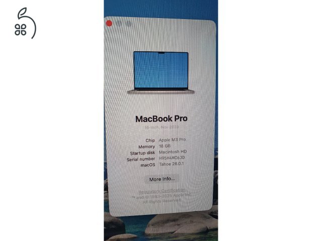 Apple MacBook Pro 16 M3 Pro 2023 18 GB RAM 500GB használt megkímélt
